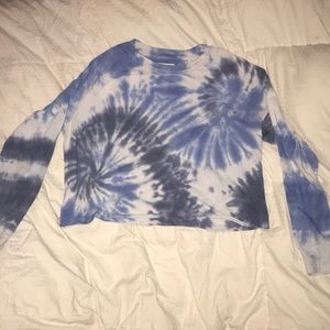 Mossimo Supply Co. Blue Tie Dye Cropped Sweater